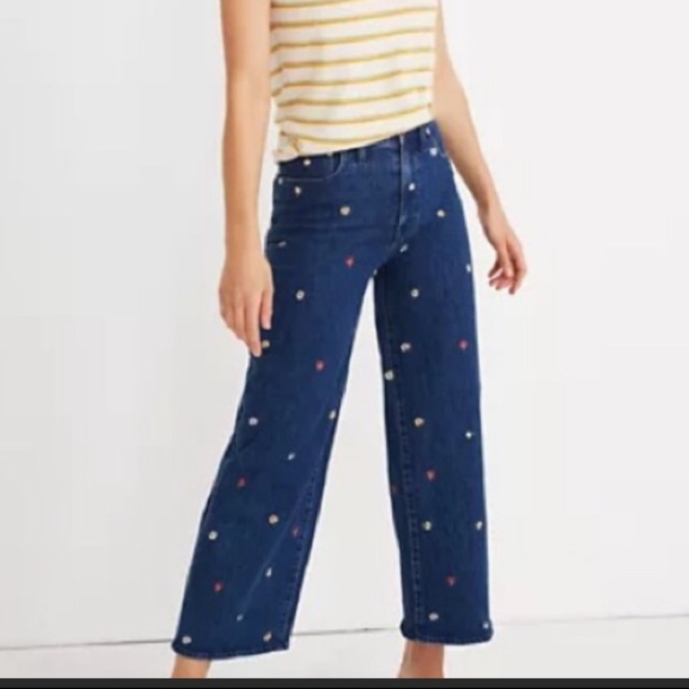 Madewell Floral Wide Leg Crop Jeans Size 28